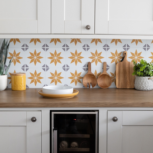 ALIA GOLD 500PX (10) Dc fix ALIA GOLD Self-Adhesive Vinyl Wall Tiles 15.25cm(W) 15.25cm(H) 1.2mm(D)