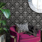 Nu Wallpaper FIERI BLACK Peel and Stick Wallpaper 52.07cm x 5.49m