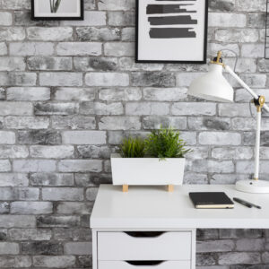 Nu Wallpaper LONDON BRICK GREY Peel and Stick Wallpaper 52.07cm x 5.49m