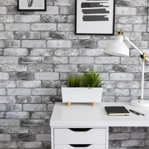LONDON BRICK GREY (3) Nu Wallpaper LONDON BRICK GREY Peel and Stick Wallpaper 52.07cm x 5.49m