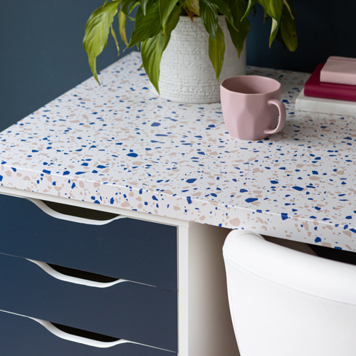 TERRAZZO BLUE (7) Dc fix TERRAZZO BLUE Sticky Back Plastic Vinyl Wrap Film