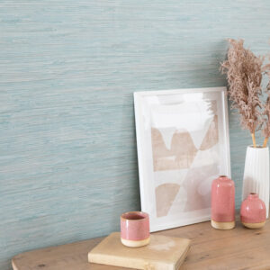 Nu Wallpaper TIBETAN GRASSCLOTH TEAL Peel and Stick Wallpaper 52.07cm x 5.49m