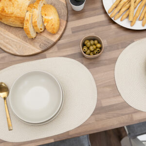 Dc fix ALMOND Eco-line Wipe Clean Oval Weave Placemats Set of 4
