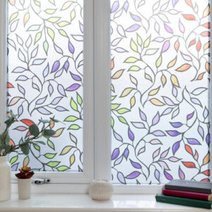 RoomMates STAINED GLASS LEAVES Premium Static Cling Vinyl Window Film 61cm(W) 1.88m(L)